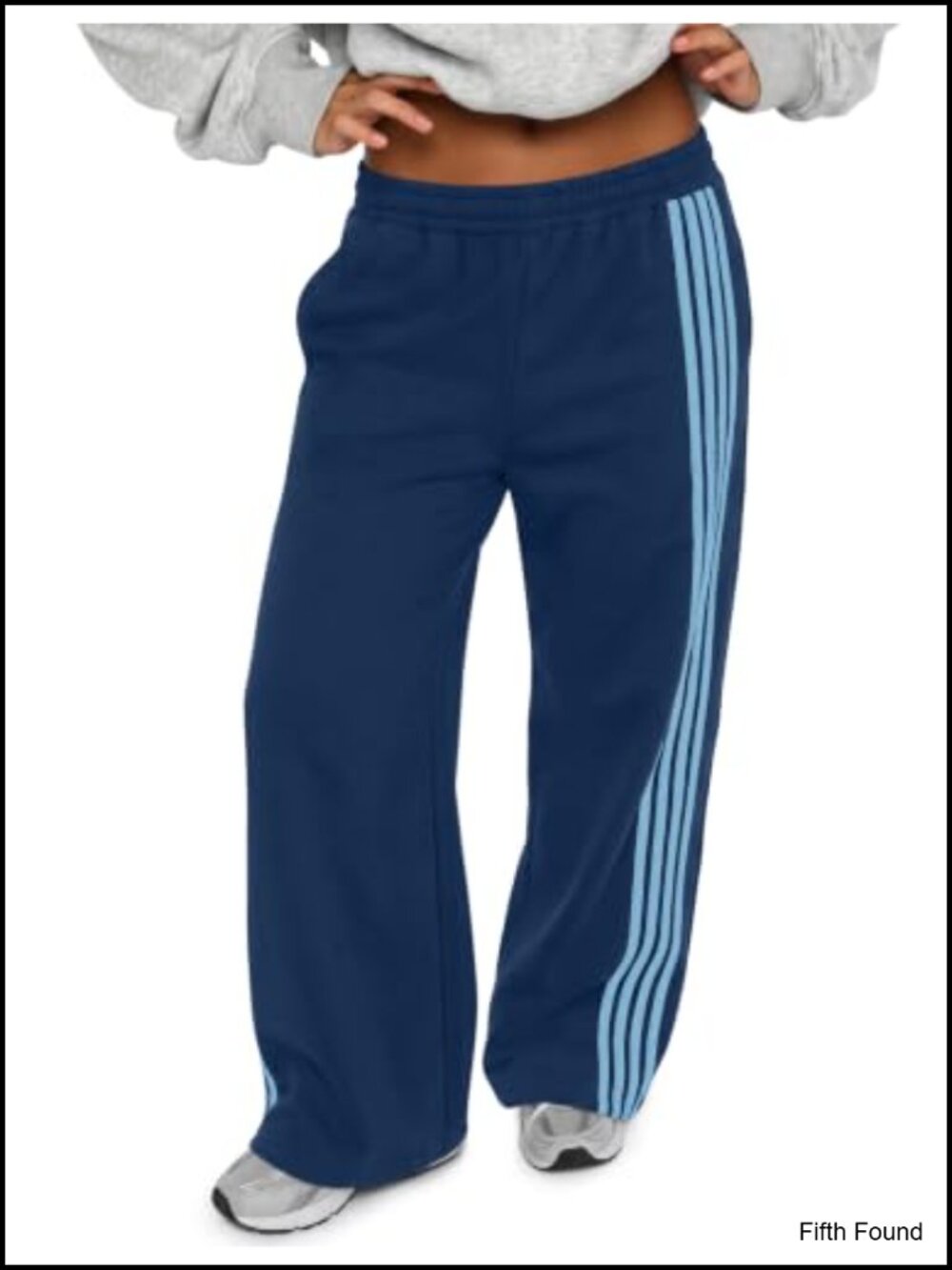Striped Fleece Lined Wide Leg Sweatpants with Pockets
